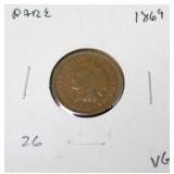 1969 INDIAN HEAD CENT RARE DATE VG