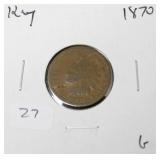 1870 INDIAN HEAD CENT RARE DATE G