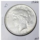 1922 PEACE DOLLAR  AU