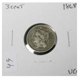 1868 3 CENT PIECE VG 1868 3 CENT PIECE VG