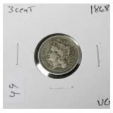 1868 3 CENT PIECE  VG