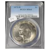 1972 D IKE DOLLAR PCGS MS64