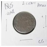 1865 TWO CENT PIECE VG 1865 TWO CENT PIECE VG