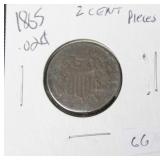 1865 TWO CENT PIECE  VG