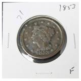 1853 LARGE CENT F 1853 LARGE CENT F