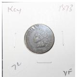 1873 INDIAN HEAD CENT VF KEY DATE 1873 INDIAN HEAD CENT VF KEY DATE
