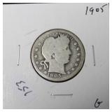 1905 BARBER QUARTER G 1905 BARBER QUARTER G