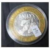 BALLYS .999 SILVER CASINO CHIP BALLYS .999 SILVER CASINO CHIP