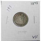 1873 SEATED DIME VF 1873 SEATED DIME VF