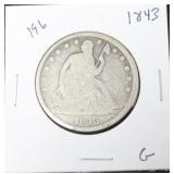 1843 SEATED HALF DOLLAR G 1843 SEATED HALF DOLLAR G