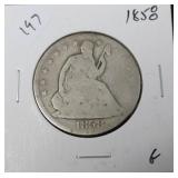 1858 SEATED HALF DOLLAR  G