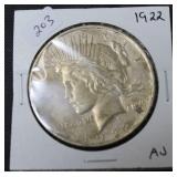 1922 PEACE DOLLAR AU