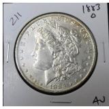 1883 O MORGAN DOLLAR AU