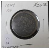 1849 LARGE CENT VG 1849 LARGE CENT VG