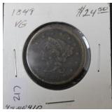 1849 LARGE CENT  VG