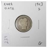 1903 S BARBER DIME RARE DATE