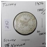 1876 1293/11 TURKEY SILVER 5 KURUSH 1876 1293/11 TURKEY SILVER 5 KURUSH