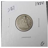 1854 SEATED DIME  G