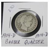 1914 D BARBER QUARTER VG 1914 D BARBER QUARTER VG
