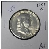 1951 S FRANKLIN HALF  AU