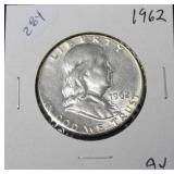 1962 FRANKLIN HALF AU 1962 FRANKLIN HALF AU