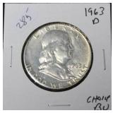1963 D FRANKLIN HALF CHOICE BU 1963 D FRANKLIN HALF CHOICE BU