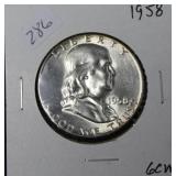 1958 FRANKLIN HALF GEM 1958 FRANKLIN HALF GEM