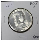 1953 S FRANKLIN HALF GEM, 1953 S FRANKLIN HALF GEM,