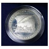 PROOF CONSTITUTION SILVER DOLLAR W BOX PAPERS