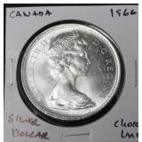 1966 CANADA SILVER DOLLAR CHOICE BU 1966 CANADA SILVER DOLLAR CHOICE BU