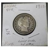 1912 BARBER QUARTER F 1912 BARBER QUARTER F