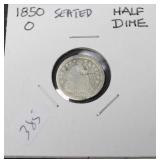 1850 O SEATED HALF DIME