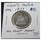 1877 SEATED QUARTER  G