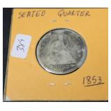 1853 SEATED QUARTER AG