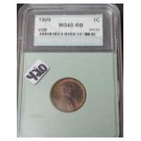 1909 VDB LINCOLN CENT - GRADED MS65RB 1909 VDB LINCOLN CENT - GRADED MS65RB