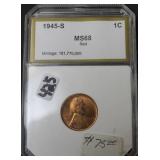 1945-S LINCOLN CENT - PCI GRADED MS68RED 1945-S LINCOLN CENT - PCI GRADED MS68RED