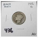 1916-D MERCURY DIME - RARE DATE 1916-D MERCURY DIME - RARE DATE