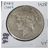 1928 PEACE DOLLAR - RARE DATE - VF