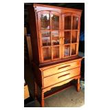 3-piece Mid-Century Maple Dining Room Glass Front Cabinet