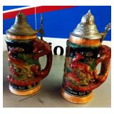 Vintage German or Japanese Lidded Steins Vintage German or Japanese Lidded Steins