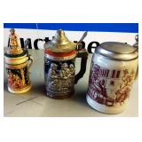 Vintage German or Japanese Lidded Steins