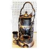 Antique Etched Rotating Pitcher with Goblets Antique Etched Rotating Pitcher with Goblets