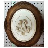 Antique Oval Cherubs Relief