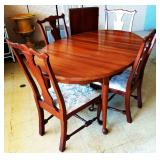 Mid-Century Dining Room Table, 4 Chairs, 2 Leaves