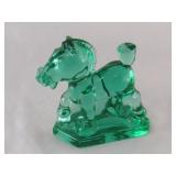Heisey HCA 94  Green Art Glass Horse, signed "D"