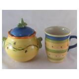 Pfaltzgraff Pistoulet Mug & Covered Sugar Bowl