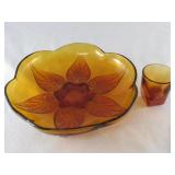 Amber bowl & shot glass
