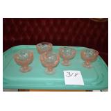 LOT 318 5 PINK DEPRESSION SHERBERT CUPS