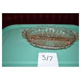 LOT CS 317 PINK DEPRESSION RELISH DISH  DIVIDED