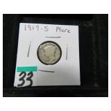 LOT FT33 1919 S  MERCURY DIME VF